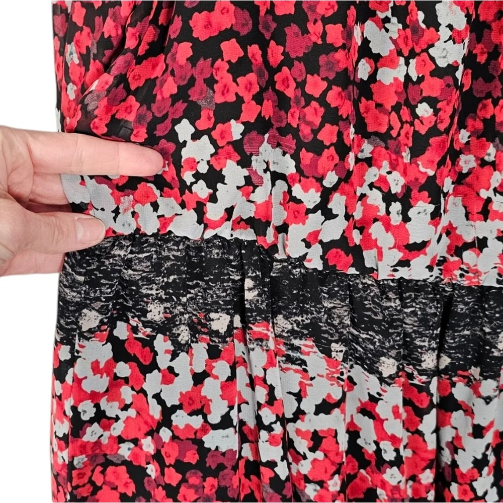 Nine West Floral Dress Black and Red Size 12 - Picture 5 of 11